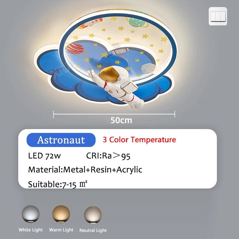Astronaut cloud-shaped LED dimmable chandelier with remote and eye protection