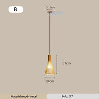 Wabi-sabi wood chandelier with suspended LED lighting