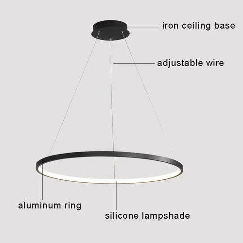 Modern LED ring for minimalist suspended decor - vue 6 sur 18