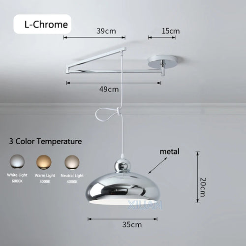 Modern swinging arm LED pendant light - vue 18 sur 30