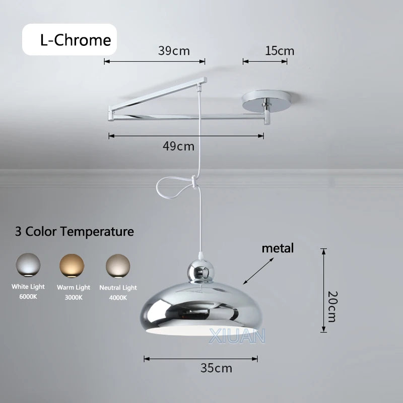 Modern swinging arm LED pendant light - vue 17 sur 30