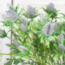 Decorative artificial sea holly flowers in pink and violet