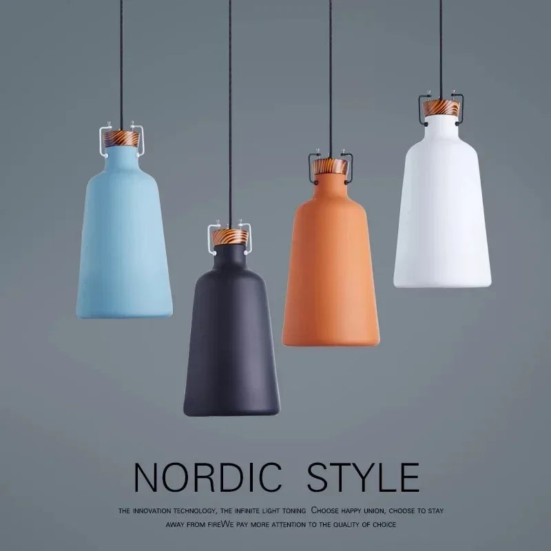 Nordic wood pendant light for restaurant and bar decor