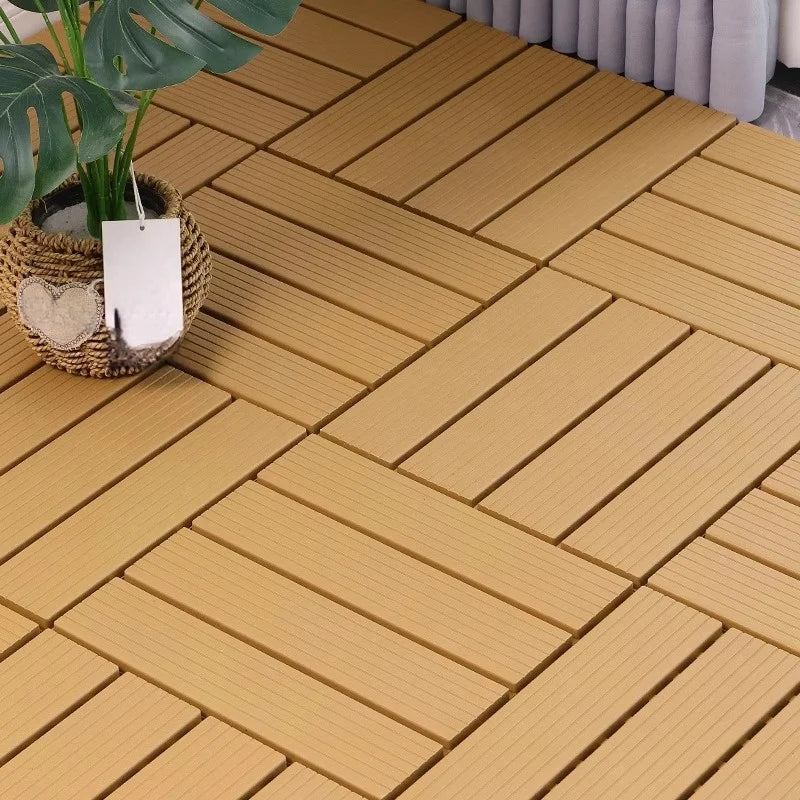 Interlocking PVC tiles wood effect for patio or garden 300mm - vue 4 sur 7
