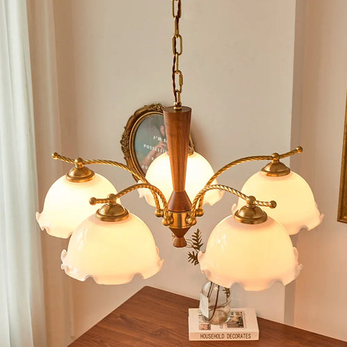 Romantic medieval vintage solid wood chandelier with retro Japanese style - vue 4 sur 8