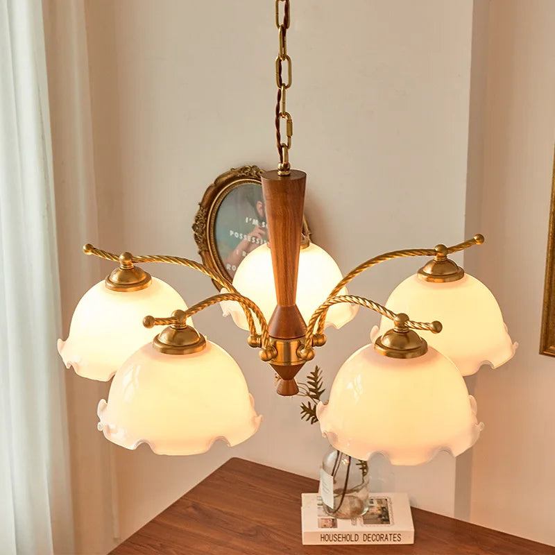 Romantic medieval vintage solid wood chandelier with retro Japanese style - vue 3 sur 8