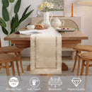 Linen openwork table runner boho chic style