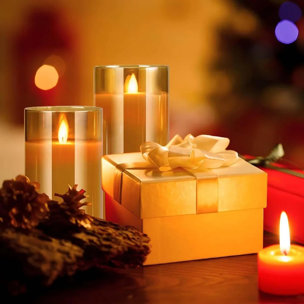 Decorative LED candles with remote control and timer for festive events