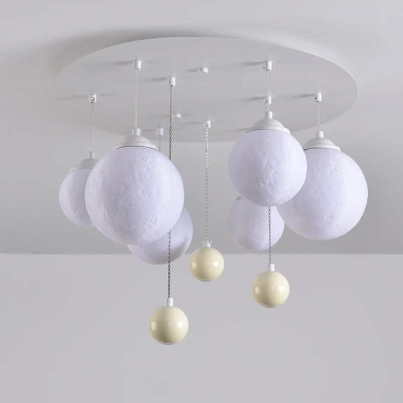 Design 3d led moon round ball chandelier for indoor suspension - vue 5 sur 10