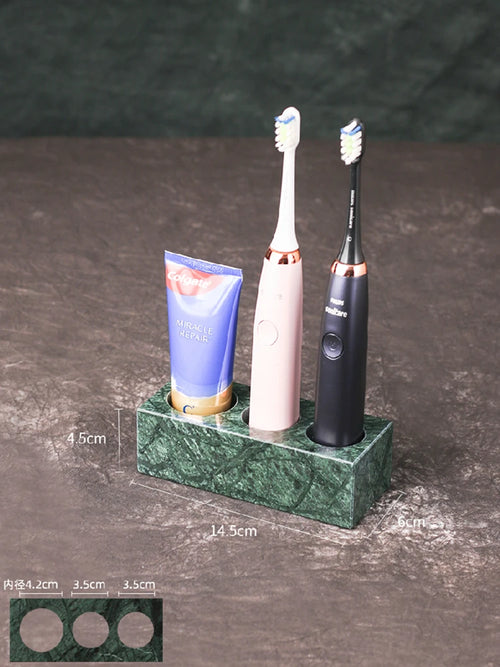 organized marble bathroom accessory set - vue 19 sur 21