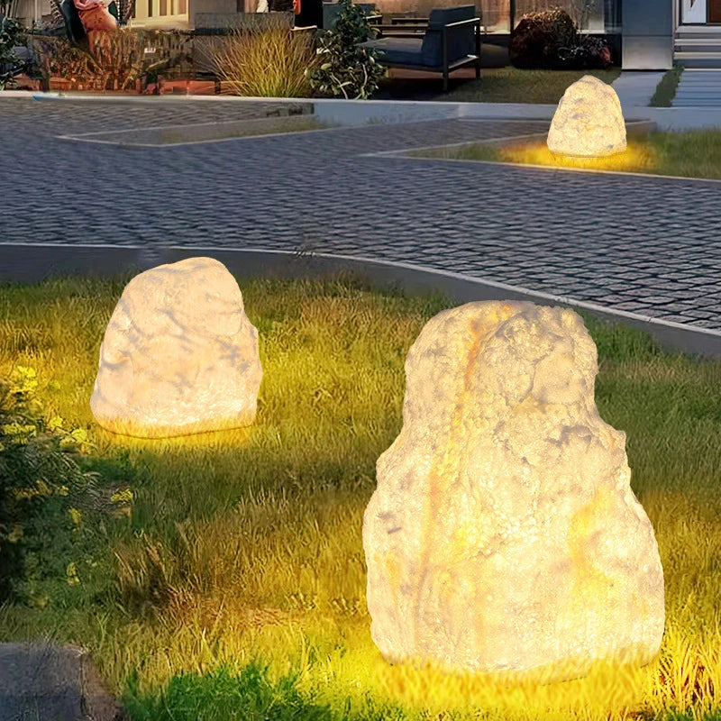 Decorative waterproof resin rockery outdoor post light