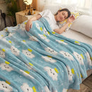 Fleece throw with floral and check patterns, soft style