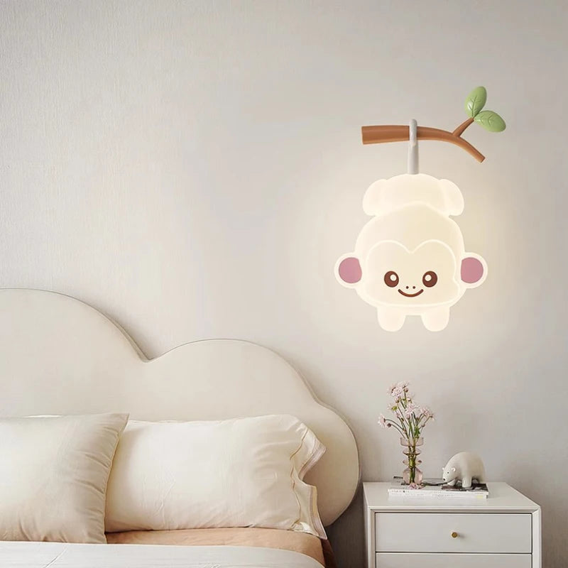 Cute monkey and bear wall light for children