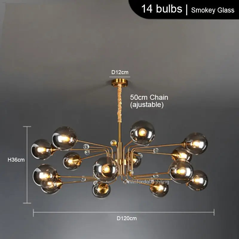 lustre led moderne 10 globes - vue 10 sur 18