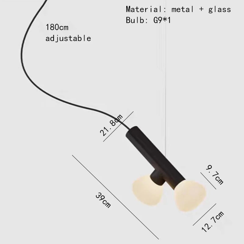 Adjustable artistic glass pendant light for decorative interiors