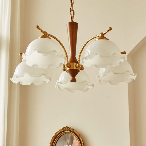 Romantic medieval vintage solid wood chandelier with retro Japanese style - vue 5 sur 8