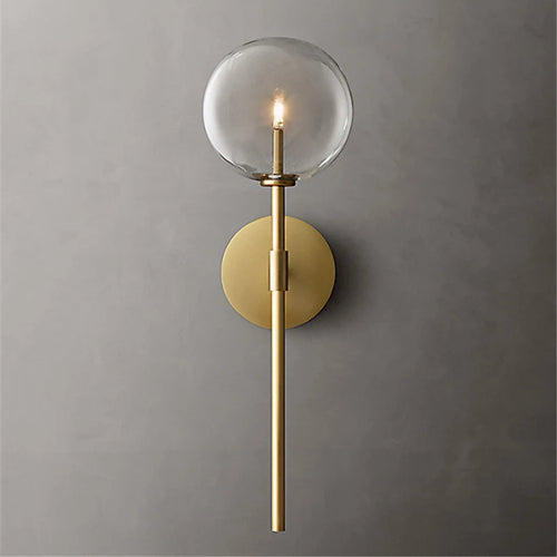 Nordic wall light with clear glass globe, American retro style - vue 2 sur 9