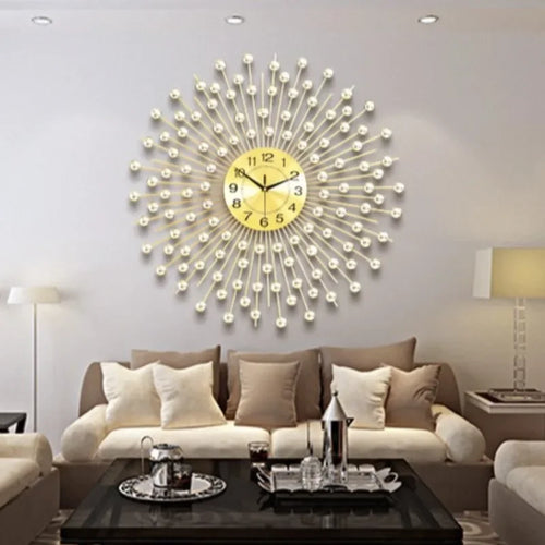 European design silent metal creative wall clock - vue 2 sur 9