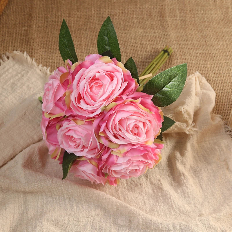 Artificial rose bouquet for indoor and outdoor decoration, faux flowers