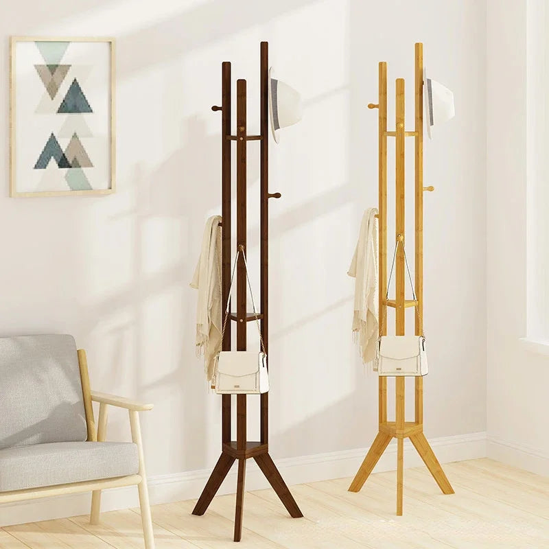 multifunctional bamboo coat rack for modern clothes - vue 3 sur 15