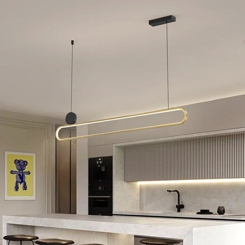 Nordic minimalist double ring LED pendant light for interiors - vue 5 sur 16