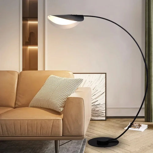 Nordic black parabolic LED floor lamp for bedroom, study and living room - vue 5 sur 7