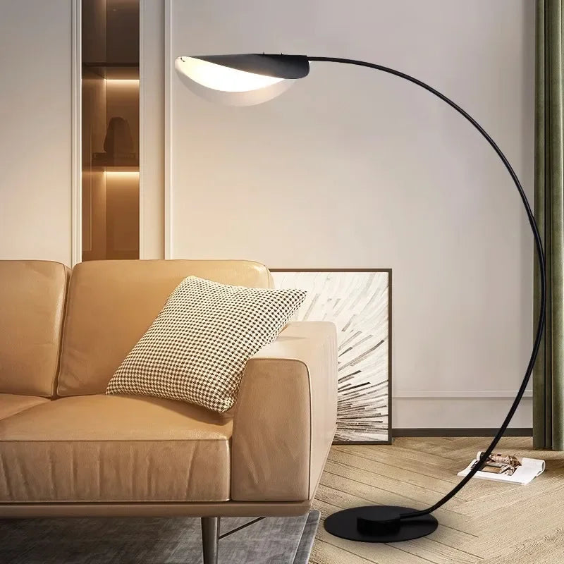 Nordic black parabolic LED floor lamp for bedroom, study and living room - vue 5 sur 7