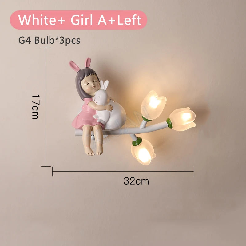 Led g4 wall light girl rabbit flower for children - vue 22 sur 22