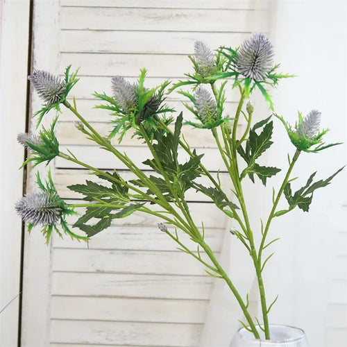 Decorative artificial sea holly flowers in pink and violet - vue 9 sur 12