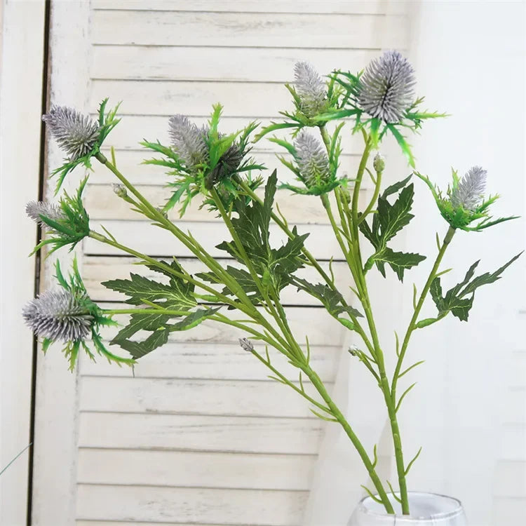 Decorative artificial sea holly flowers in pink and violet - vue 8 sur 12