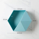 hexagonal wooden wall rack for books and decorations
