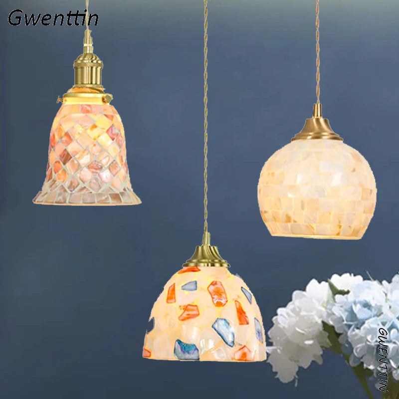 Mediterranean shell pendant light for interior decoration