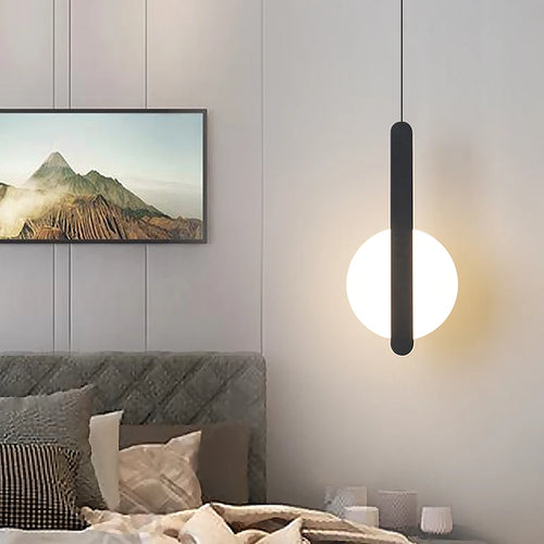 Modern geometric LED acrylic moon pendant light - vue 3 sur 24