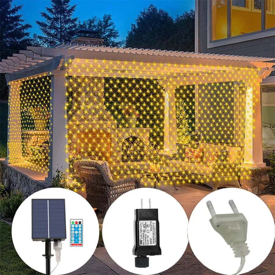 Waterproof solar LED net light for outdoor garden decoration