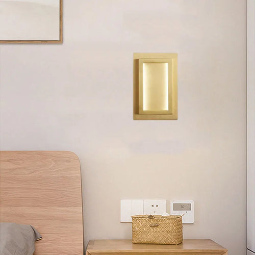 Rectangular copper LED wall light for hotel - vue 6 sur 8