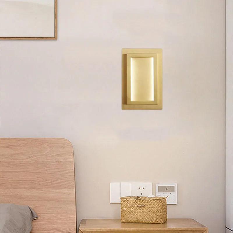 Rectangular copper LED wall light for hotel - vue 5 sur 8