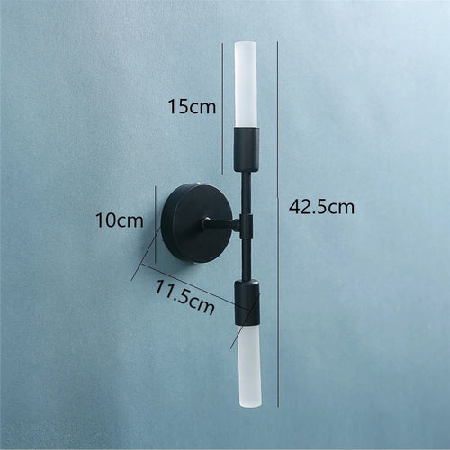 Modern minimalist glass wall light 2 heads - vue 9 sur 8