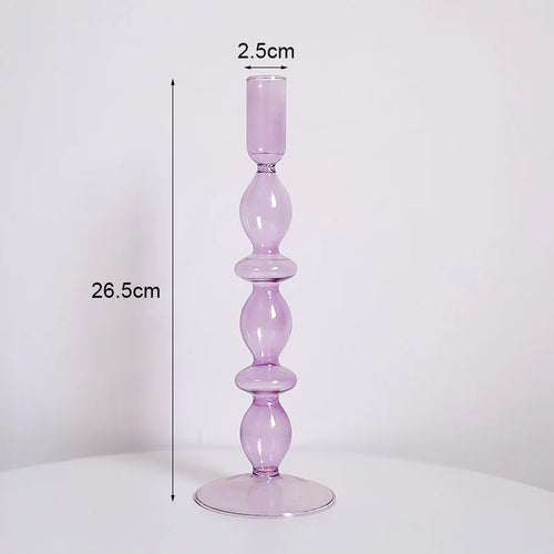 Vintage glass candle holder for weddings and romantic dinners - vue 13 sur 27