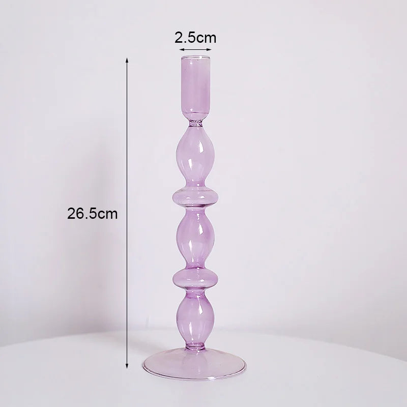 Vintage glass candle holder for weddings and romantic dinners - vue 12 sur 27