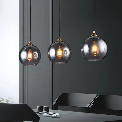 Nordic smoked glass luxury single pendant lamp - vue 4 sur 26