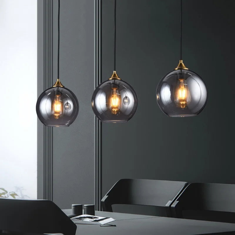 Nordic smoked glass luxury single pendant lamp - vue 3 sur 26