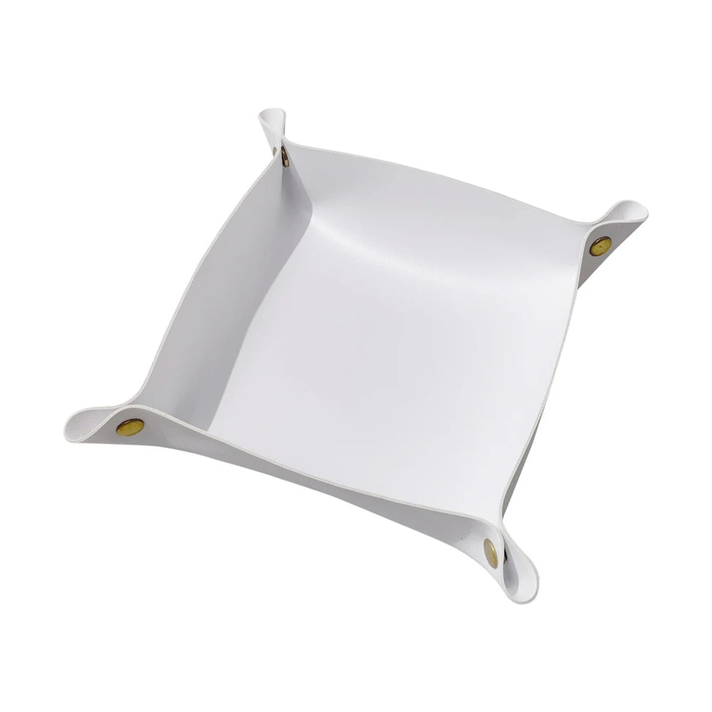 Foldable leather tray for storage and decoration
