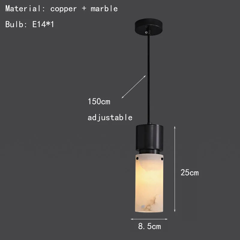 Natural marble chandelier with adjustable cord