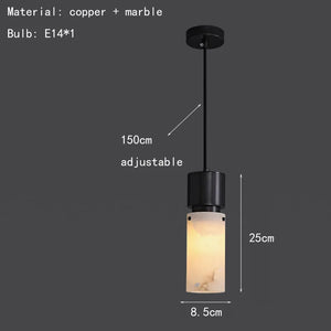 Natural marble chandelier with adjustable brass cord