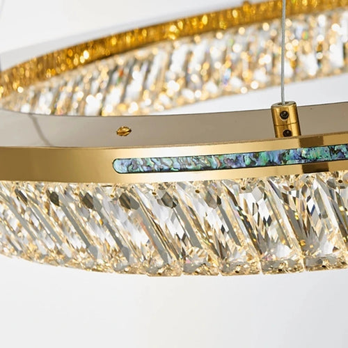 Modern crystal and copper chandelier three-tier indoor lighting - vue 6 sur 14