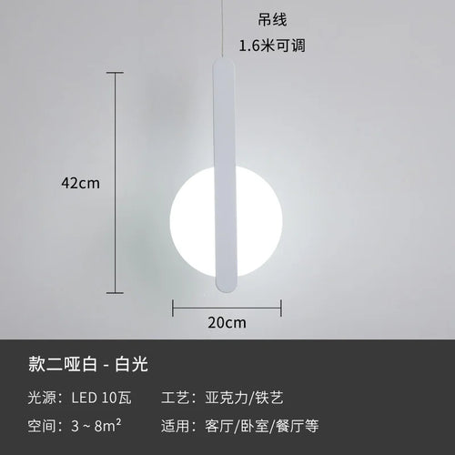 Modern geometric LED acrylic moon pendant light - vue 14 sur 24