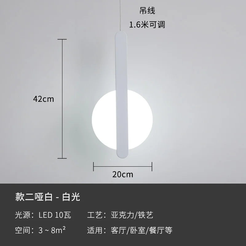 Modern geometric LED acrylic moon pendant light - vue 13 sur 24