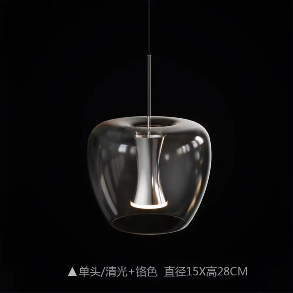 Modern clear glass LED pendant light for contemporary interior decor - vue 8 sur 10