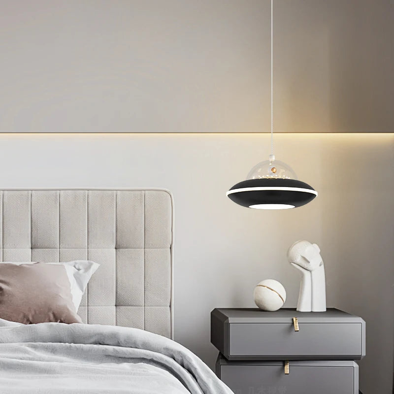 Modern Nordic UFO cartoon pendant light for boys - vue 5 sur 12