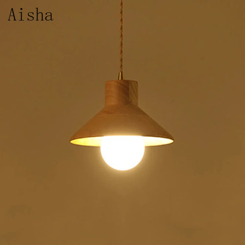 Wood pendant light for interior decor and lighting - vue 5 sur 7